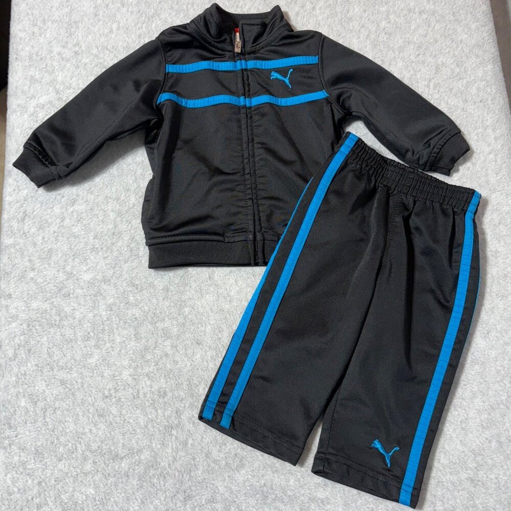 Puma Baby Boys 3-6M Black & Blue Tracksuit Set Athletic Jacket & Pants